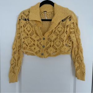 Free People Cropped Crochet Cardigan